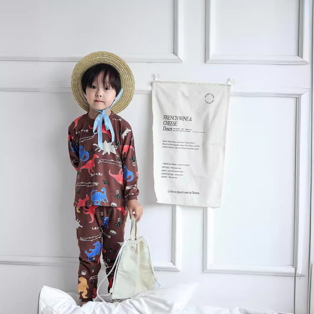 Nuevos niños chaquetas de otoño pantalones de otoño niños ropa interior base set de algodón niñas pijamas bebés ropa para el hogar al por mayor