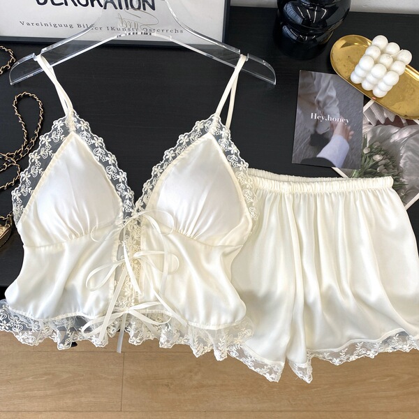 Lace sexy light and thin pijama with bow