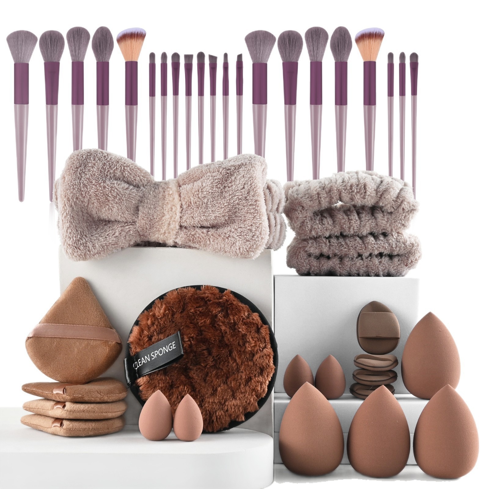 40pc set de herramientas de maquillaje de belleza de venta en caliente transfronteriza, un conjunto completo de 46 pinceles, una gran combinación de lavado de cara, maquillaje en polvo