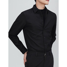 黑色衬衫男长袖韩版休闲衬衣男士弹性修身免烫寸衫春季潮流帅气