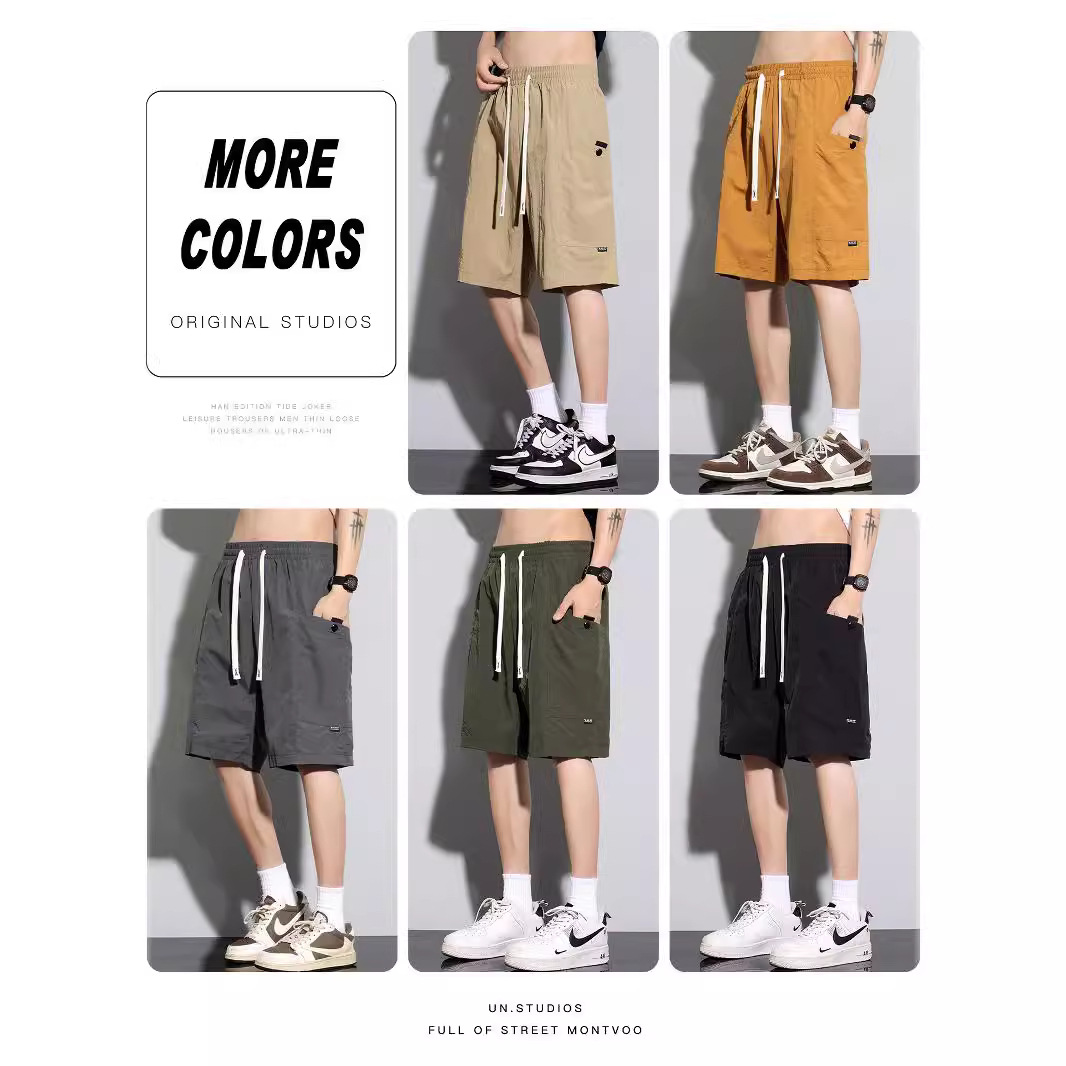 NASA Tooling Shorts Men's 2024 Summer Ice Silk Quick-drying American Style Trendy Brand Loose Straight Pants Casual Shorts