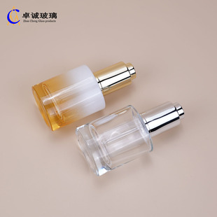 30ml Oval Dropper Bottle Essence Bottle Thick-Bottomed Glass Flat Bottle Dropper Pump Original Liquid Essential Oil Bottle Glass Dropper