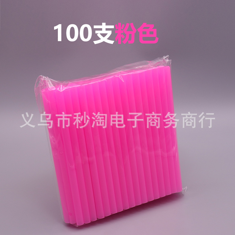 Punto de color desechable paja plana perla leche té paja gruesa hecha a mano diy11 * 210mm tubo recto de plástico
