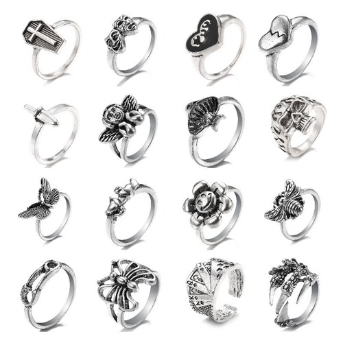 Vintage Cast Ring with Rustic Knuckle Joint Design, Personality Punk Style Band