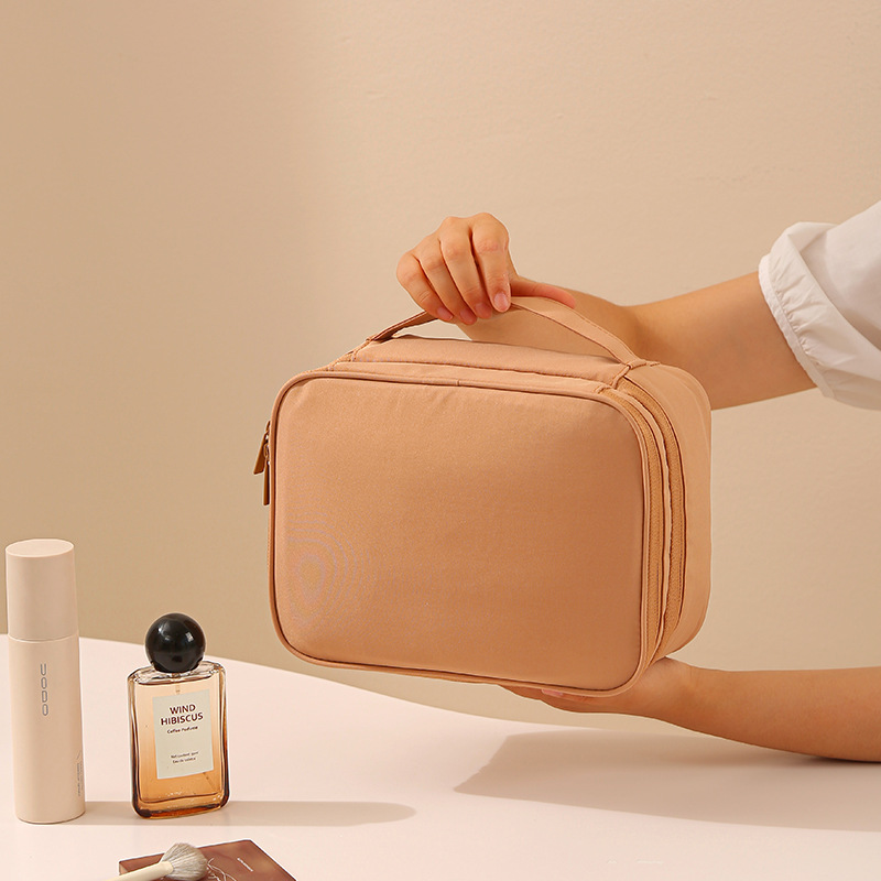 Nuevo Oxford tela de doble capa portátil japonés estilo coreano bolsas de lavado de gran capacidad bolsa de almacenamiento de cosméticos a prueba de salpicaduras