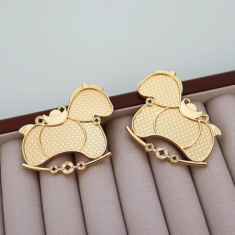 Instantly Get Rich Pendant Color-Preserving Zinc Alloy Manufacturer Wholesale Song Brocade DIY Double-Sided Cover Design Base Pendant