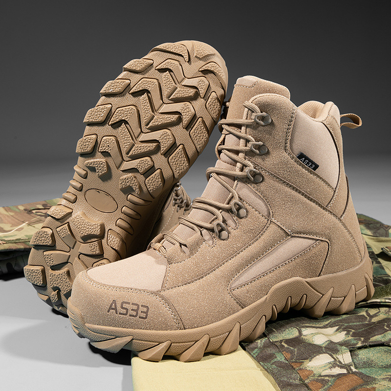 Military Boots Men High Top Tactical Combat Boots Outdoor Hiking_voghion.com
