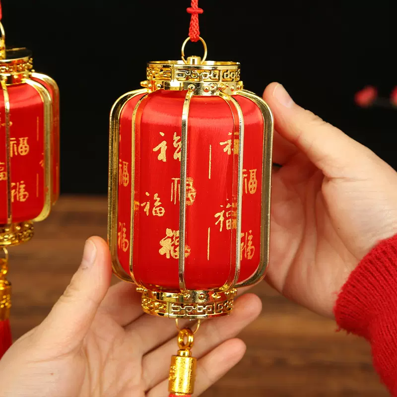 新款百福灯笼挂件冬瓜丝线小灯笼福字客厅过年装饰盆景挂饰红灯笼