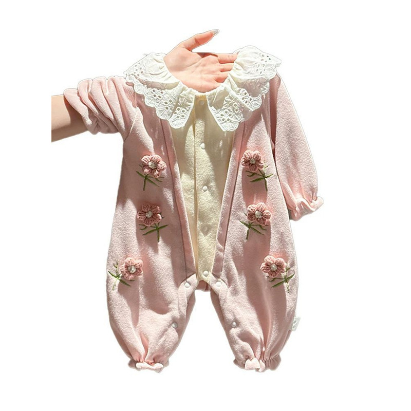 幼儿春秋款外出连体衣爬服女宝宝韩版秋装百天新生儿长袖洋气衣服|undefined