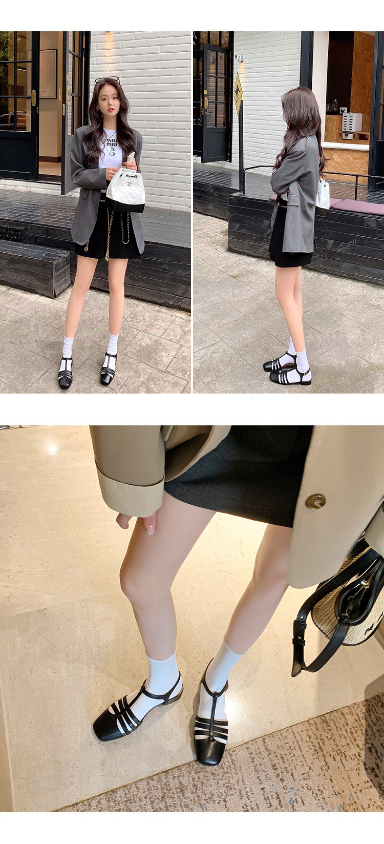 Sandal nữ đế bằng da bò lớp đầu quai chữ T dệt cổ điển — Màu nâu chi tiết 12