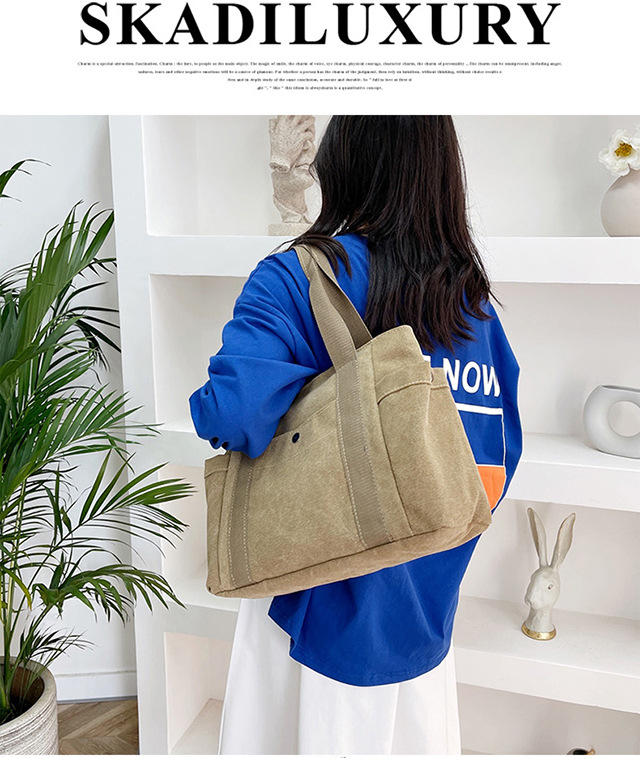Artistic and simple canvas bag, mother's bag, middle-aged work handbag, cloth bag, large-capacity shoulder bag, women's single-shoulder bag undefined