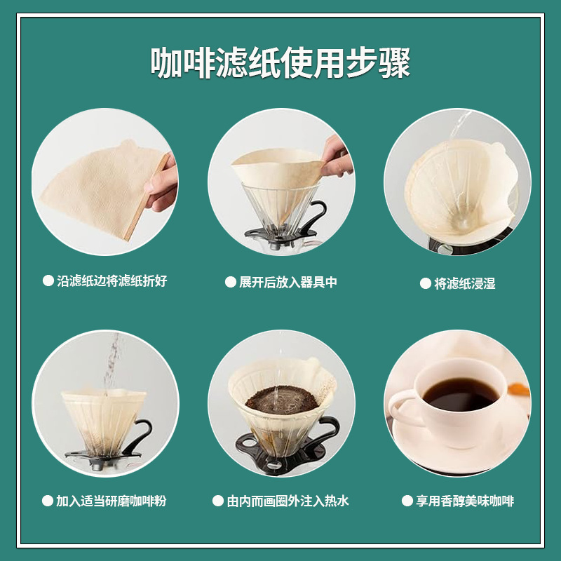コーヒーフィルター紙 扇型ドリップ 手淹れコーヒー 吊り耳フィルター紙 フィルターカップ 使い捨てコーヒー濾紙 V60濾紙|undefined