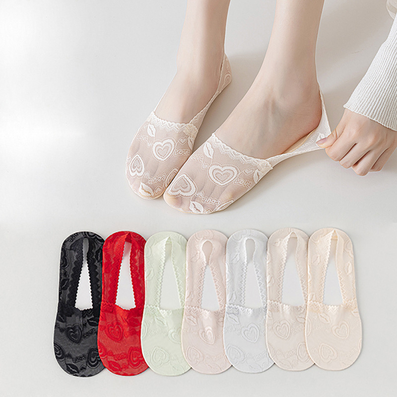 Ice Silk Boat Socks Women's Non-slip Non-falling-off Pure Cotton Socks Summer Thin Single-layer Shoe Socks with Deep Mouth Invisible Short Socks