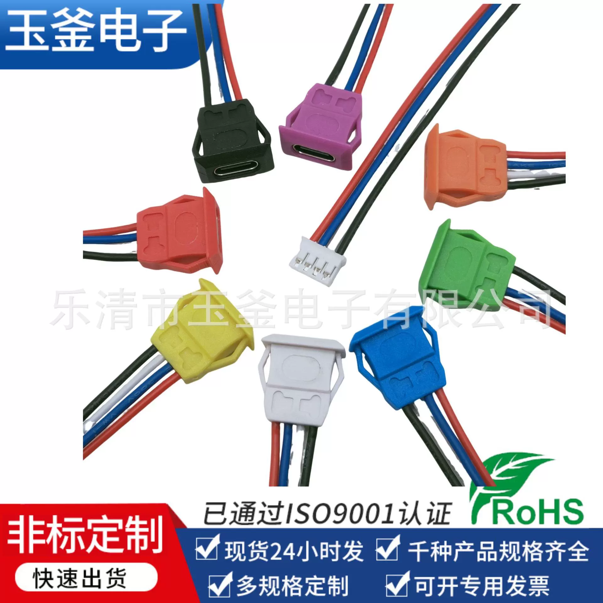 定制供应type-c4P线母座 卡扣免打孔 type-c带线防水华为充电接口