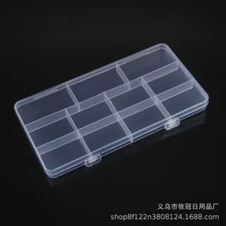 11格固定分格透明塑料pp盒电子配件盒文具渔具首饰带盖跨境收纳盒