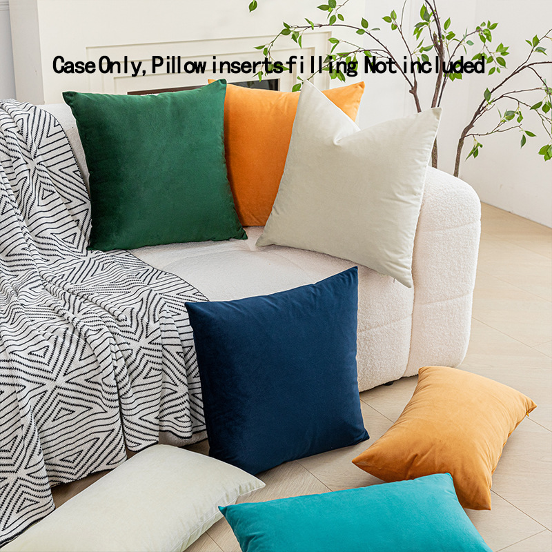 Nordic Simple Solid Color Thickened Dutch Velvet Color Candy Pillow Bedroom Bedside Cushion Cover_voghion.com