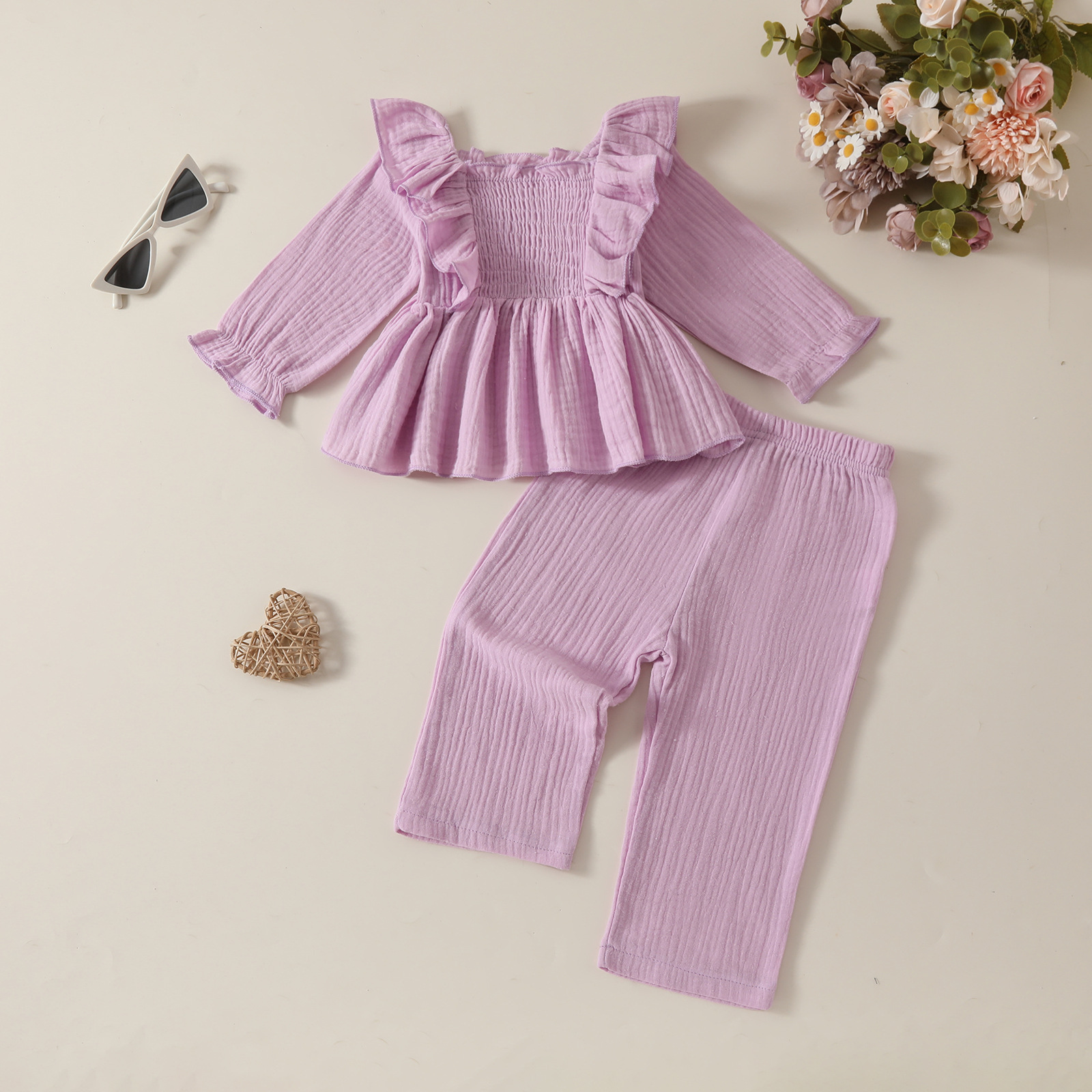 208g Weight Kids Clothing Sets Children's Clothing Type Long Sleeve Sleeve Length Cotton and Linen Fabric Type Pants Sets Sets Type 2 Pieces Set Quantity Casual, Daily Occasion Collarless Neckline Regular Fit Fit Type Solid Color Pattern Spring, Autumn Season Baby Girl'S, Girl'S Gender Simple Style Style Simple Style Solid Color Cotton And Linen Girls Clothing Sets 25