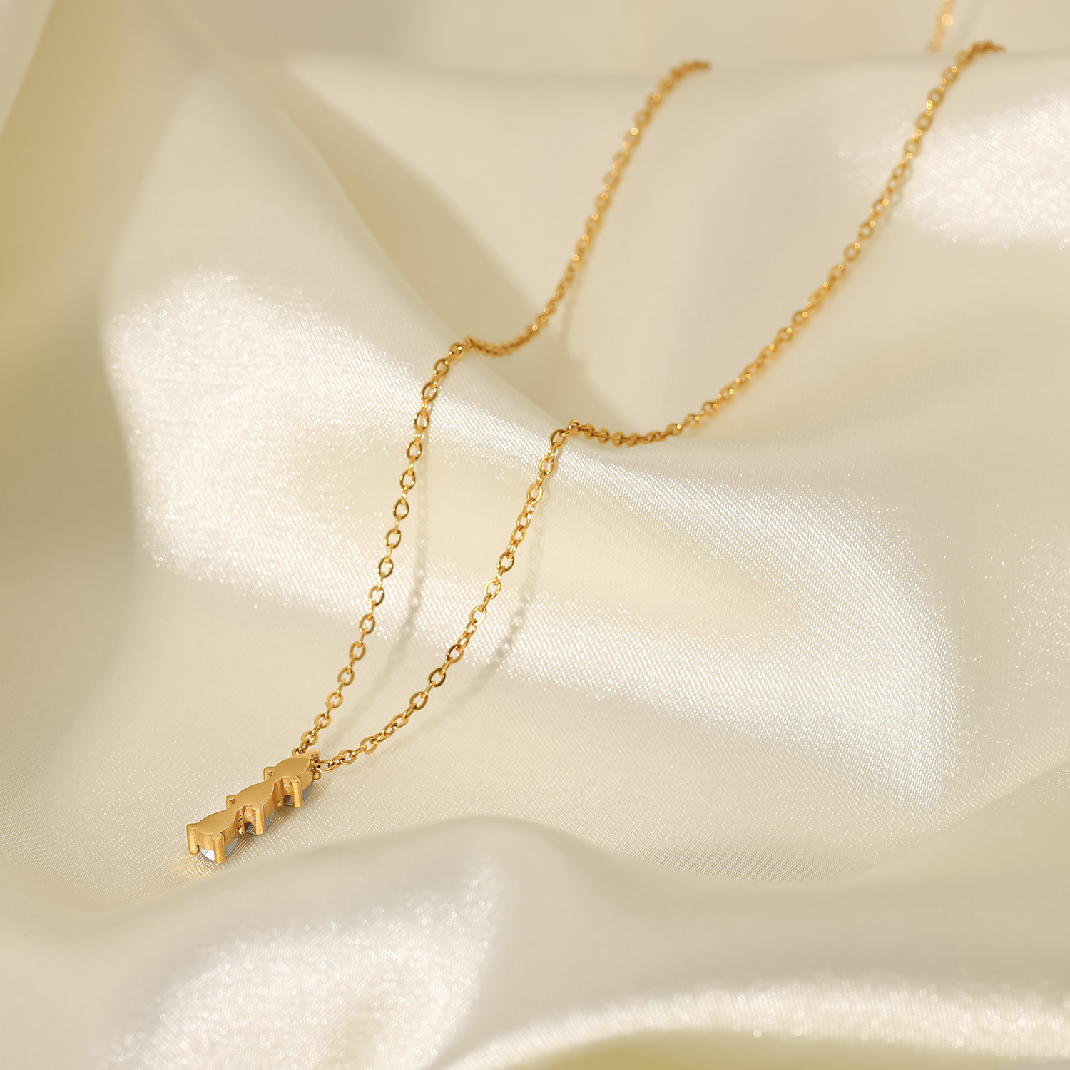 Fashion Geometric Stainless Steel Pendant Necklace Plating Zircon Stainless Steel Necklaces