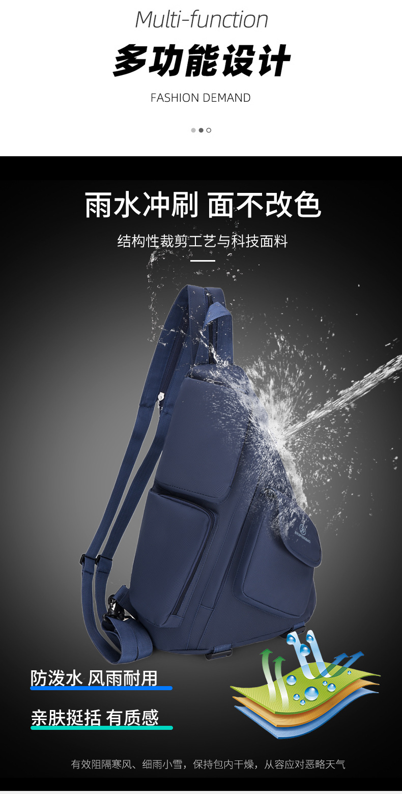 2025 New cross-border men's chest bag, casual men's bag, large-capacity retro multi-functional crossbody bag, soft leather single-shoulder bag undefined