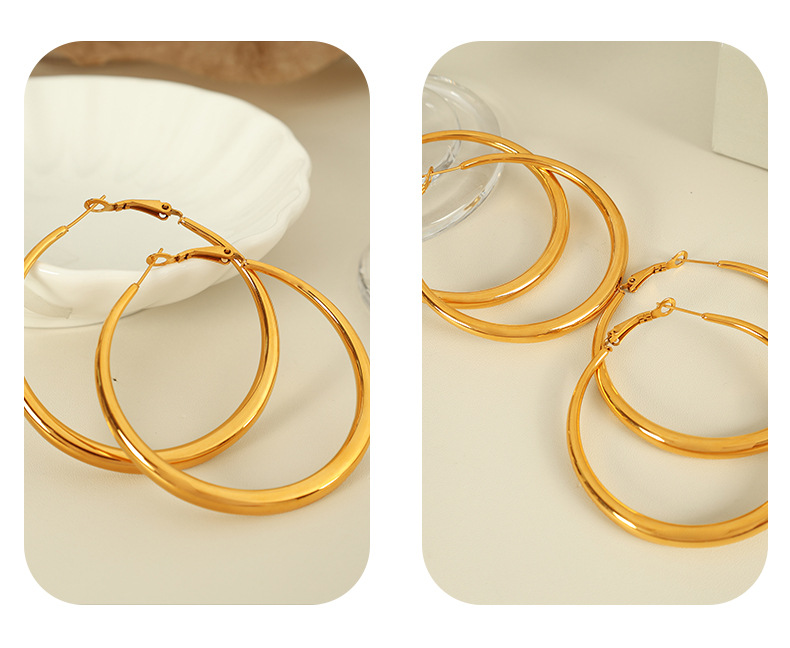 Boucles d'oreilles créoles en métal léger et luxueux, en acier titane, grand format, pour femmes._voghion.com