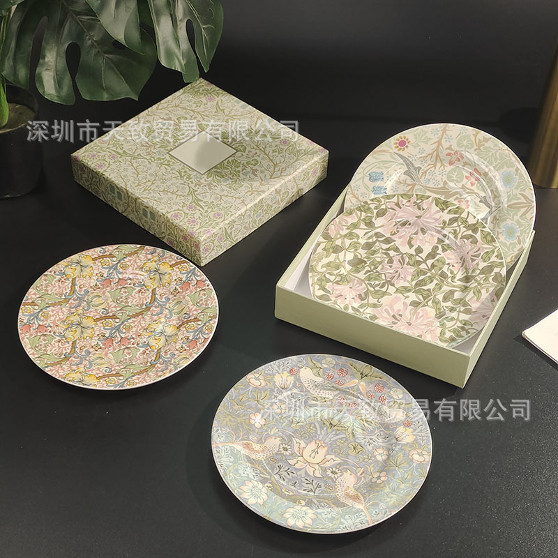 British Porter's Plant and Flower Pattern Bone China Dinner Plate Home Afternoon Tea Plate Fruit Plate Dessert Plate Four Plates