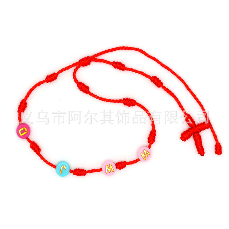 New arrival WWJD hand-woven hand rope WHAT WOULD JESUS DO red rope cross bracelet