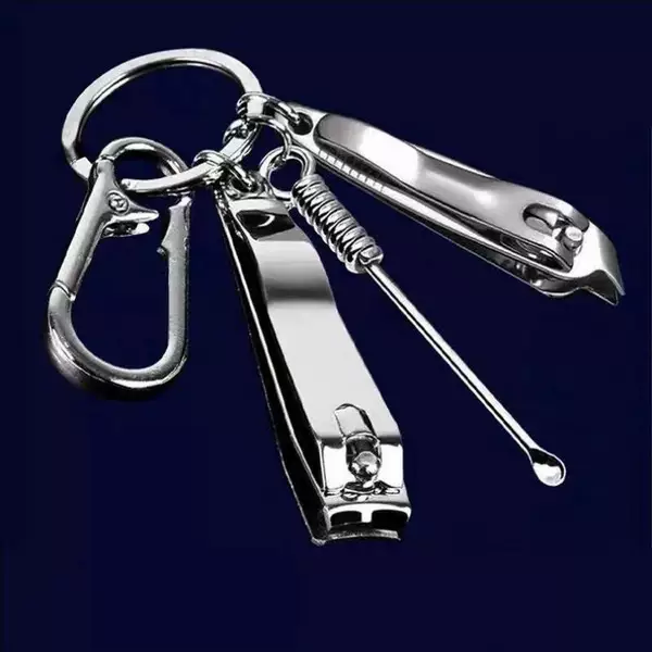 【Available for delivery in Xinjiang】Multifunctional ear pick with angled and flat tips, nail clipper, keychain pendant, flat nail scissors