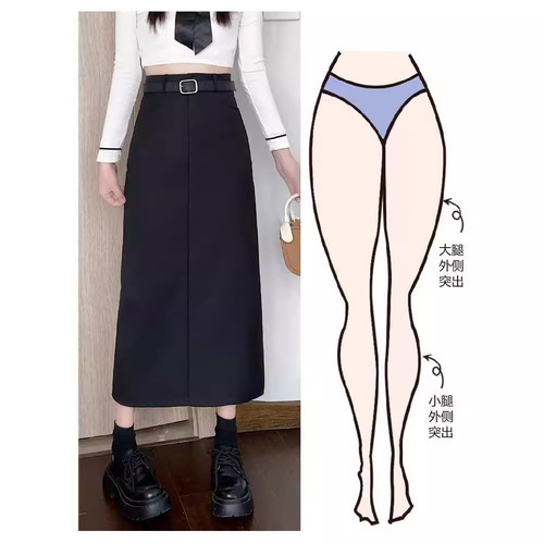 Women's gray suit pants for spring and autumn, mid-length casual high-waisted slimming pleated A-line with slits