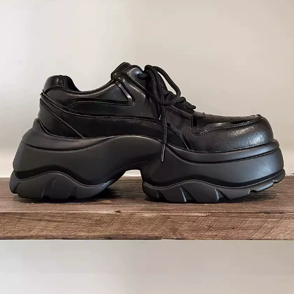 Красивый ~ Увеличение 7CM Fangdou Daddy Shoes Мужские Rins Ретро Кожаные Дышащие Кожаные Обуви Продвинутые Чувство Спортивные Обуви Дерби