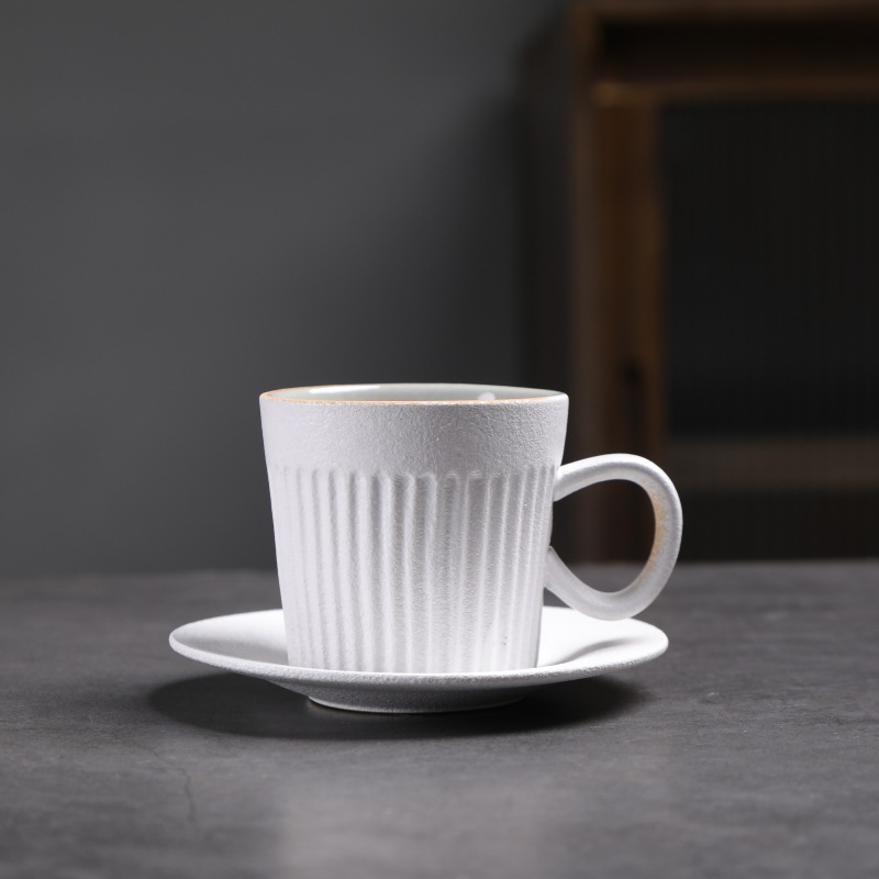 Estilo japonés vintage de cerámica taza de café y platillo traje creativo regalo taza de té de la tarde taza de café de gres