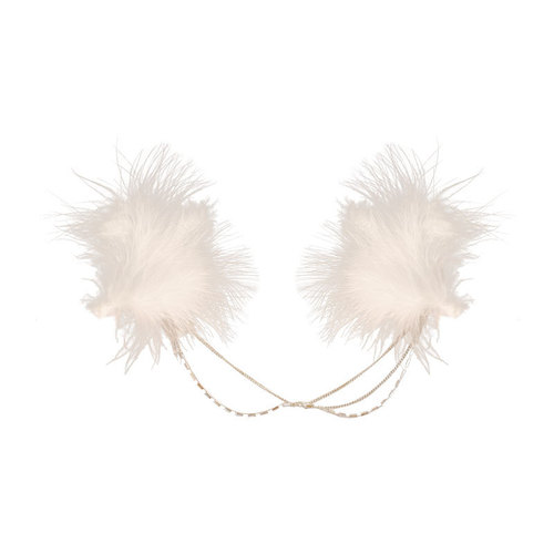 White Feather Duckbill Square Diamond Chain Hairpin New Elegant Trendy Cute Hair Accessory