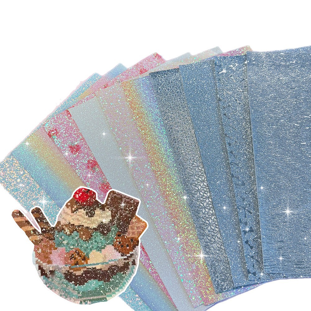 Glitter tela caliente DIY polvo blanco gradiente brillante Glitter cuero brillante Glitter tela brillante brillante image 6