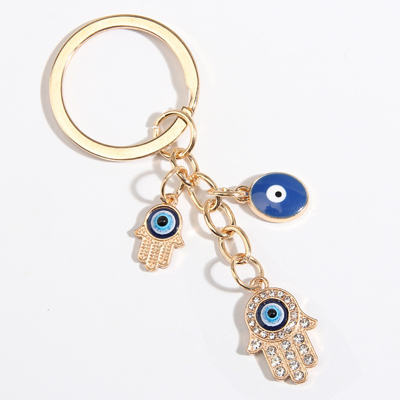 Cross-Border Hot Sale New Heart-Shaped Palm Water Drop Evil Eye Pendant Accessories Keychain Key Ring Manufacturer_voghion.com