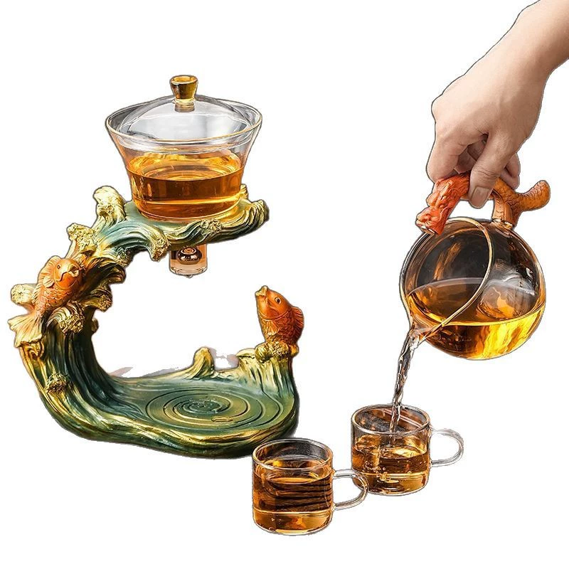 Glass automatic tea set, teapot for home use, tea cup, full set