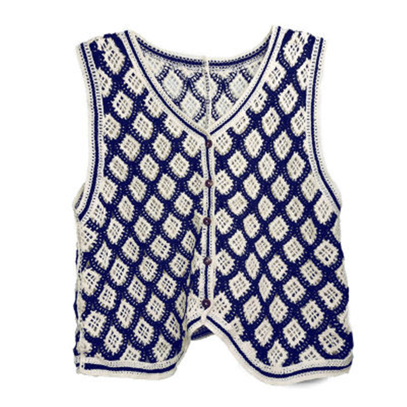 針織馬甲背心外套女短款2021春秋疊穿外搭镂空坎肩日系馬夾上衣潮