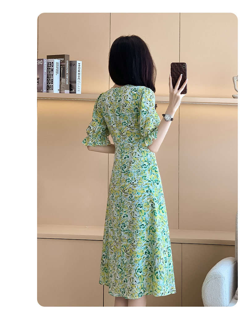C8076 1200K VÁY ĐẦM LIỀN THÂN NỮ DONTDN DÁNG CHỮ A MÙA HÈ HỌA TIẾT HOA CỔ CHỮ V THỜI TRANG NỮ VẢI VOAN G04 SẢN PHẨM MỚI