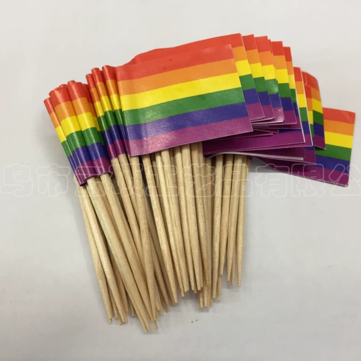 Флаг зубочистки Многоцветный флаг зубочистки креативная вечеринка стейк торт фруктовый вставка семицветный флаг зубочистки на складе