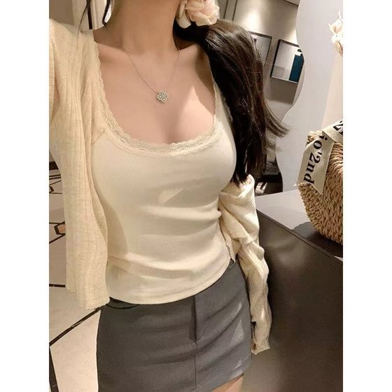 Pure Desire Style Lace Sling Vest Women's Belt Chest Pad Inner Wearing Outer Wearing Slim-fit Slimming Sweet Spice Girl Beautiful Back Top