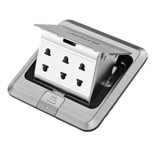 Jabra all-copper waterproof five-hole floor socket hidden double-door floor socket 304 stainless steel floor socket