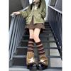 Autumn and winter England Vintage Style Socks brown stripe star horn A lower leg Double face Spice Girls Piles of socks