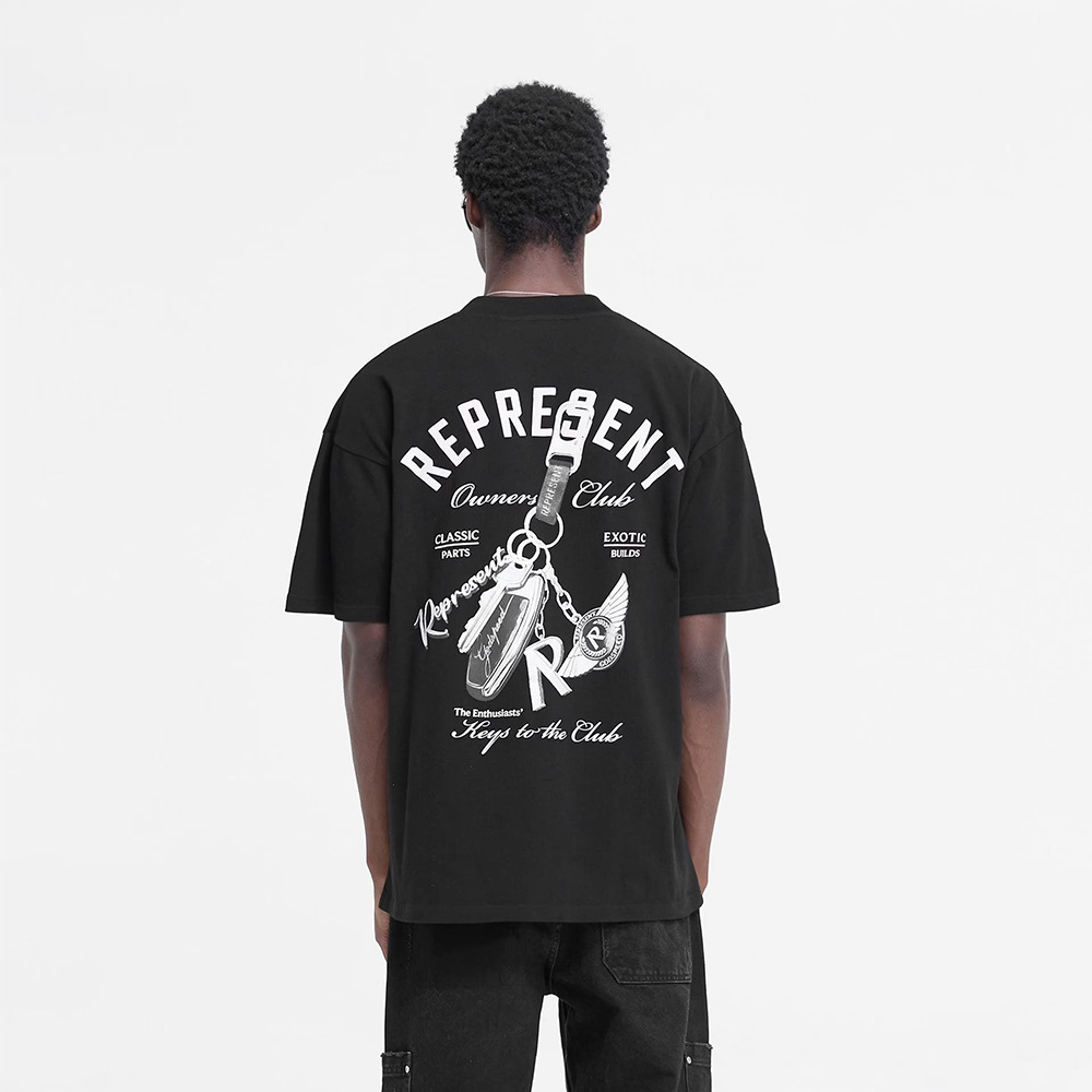 Represent Car Keychain Logo Impresión Hombre Suelto Casual Top T-Shirt de manga corta