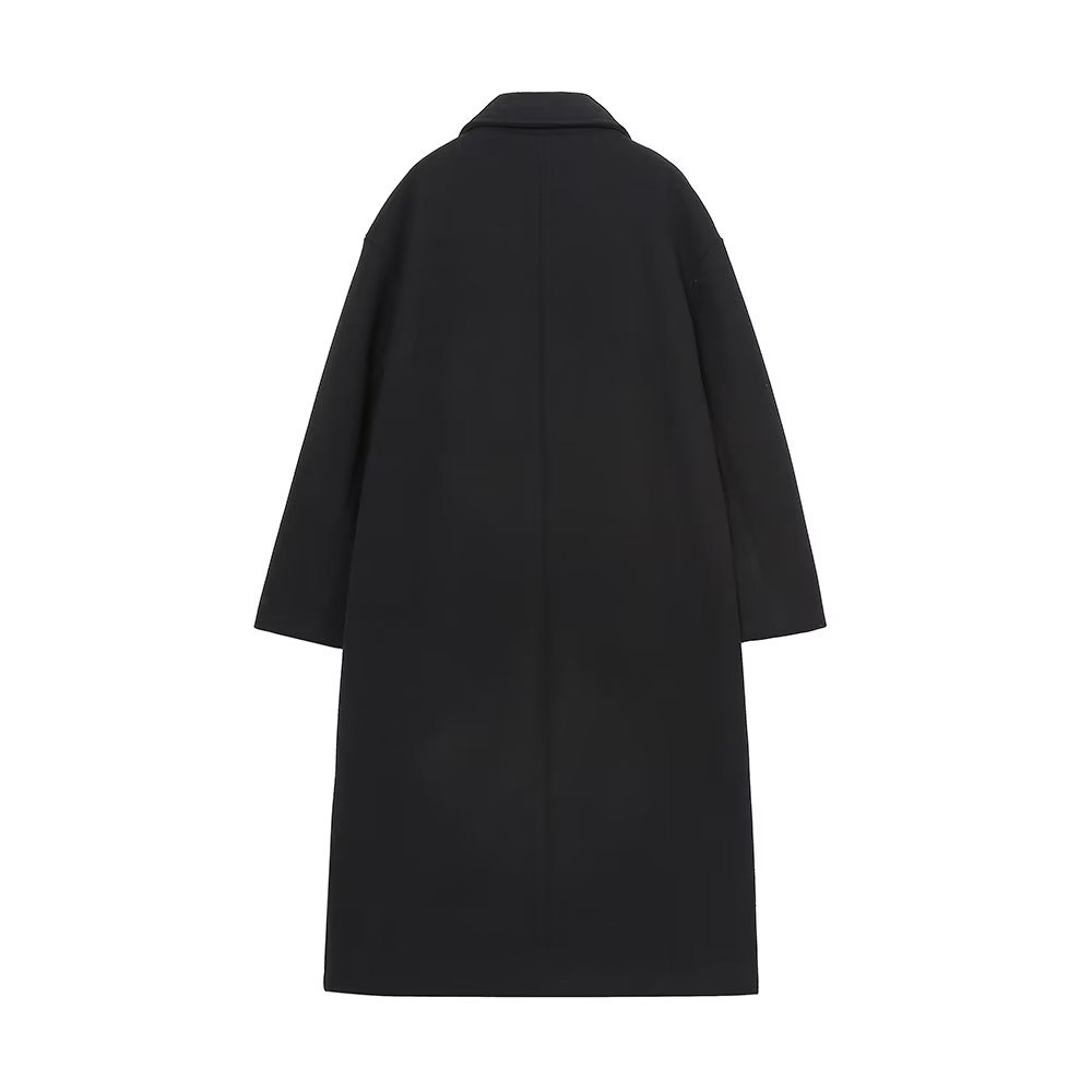 Women Autumn Winter Thick Long Coats Vintage V Neck Long Sleeve Pockets Jackets Fashion 2023 Elegant Female Coats_voghion.com