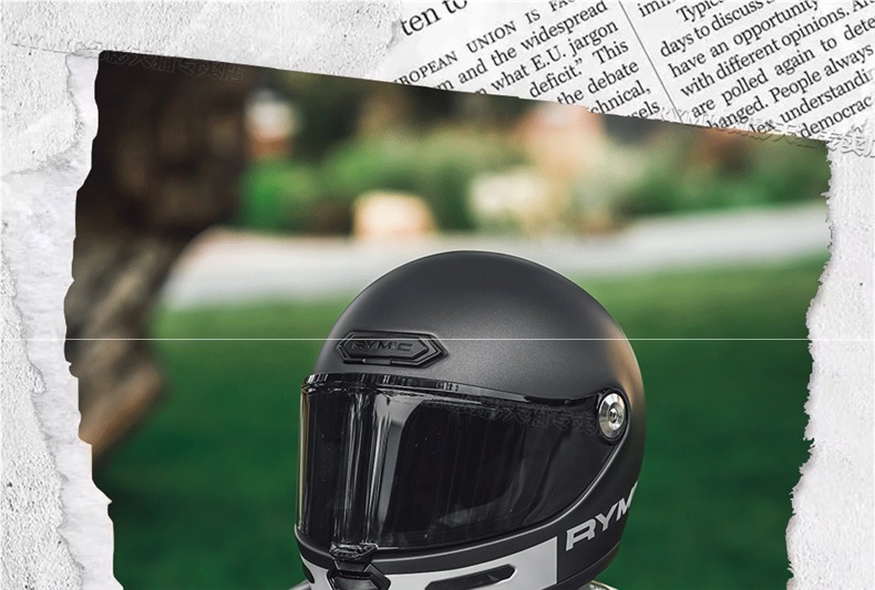 Rymic Retro Cruise Full-Face Motorcycle Helmet Men's and Women's Motorcycle All-Season Safety Helmet Bluetooth Slot 3C Certification
