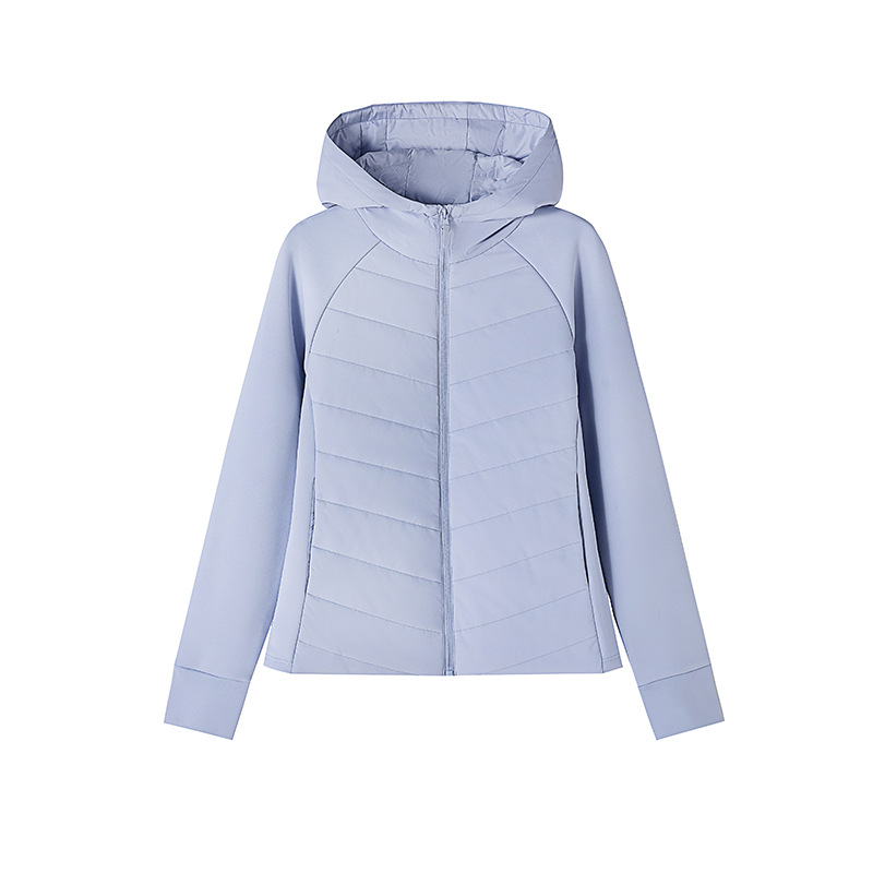 "Puff" Sports Hooded Cotton Jacket for Autumn and Winter Yoga, Fitness, Running, Patchwork Slim-Fit, Figure-Flattering, Warm Coat 6262