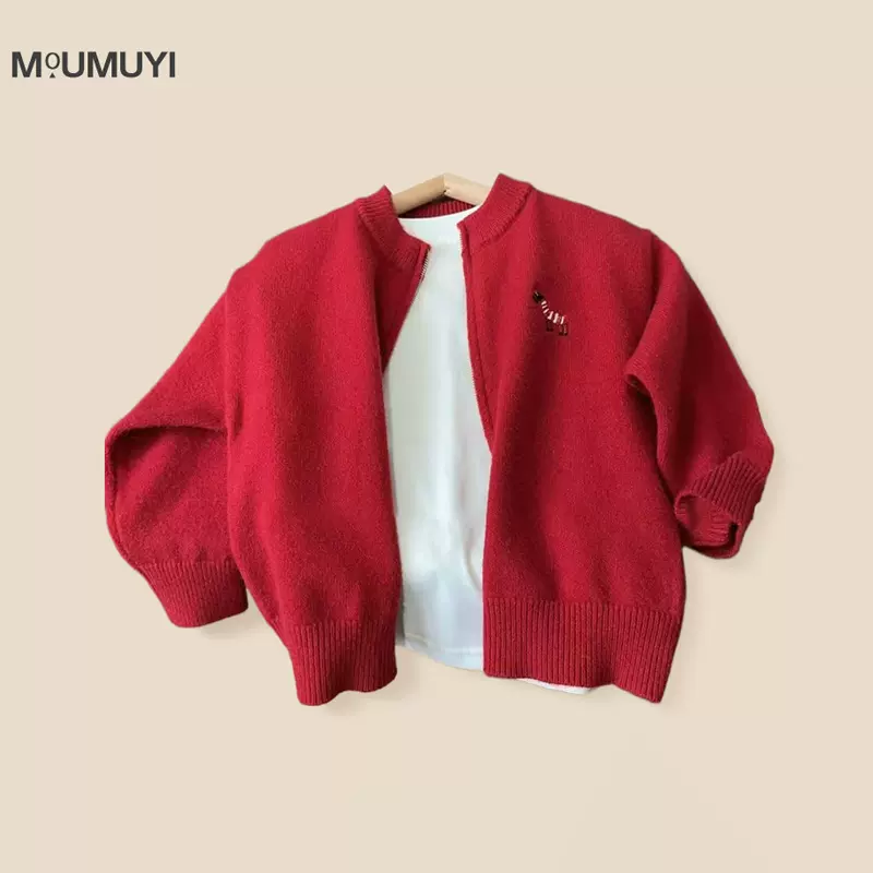 儿童针织开衫毛衣2025秋季新款儿童卡通秋冬上衣中小童纯色毛衣潮