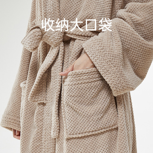 Women's Quick-Drying Coral Fleece Shower Robe Towel Wrap Bath Robe for Adults - Autumn and Winter