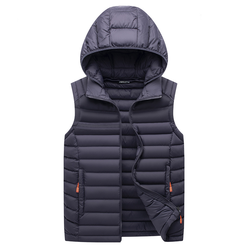 Chaleco transfronterizo para hombres 2023 Otoño e Invierno chaqueta casual con capucha Chaleco de hombre Chaqueta de algodón acolchado abrigo de algodón acolchado cálido al por mayor