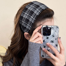 复古宽边格子发箍女2025新款高级感日常外戴头箍洗脸防滑发卡头饰