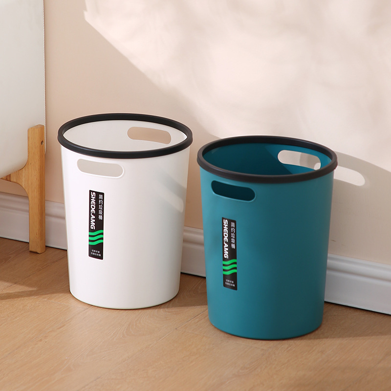 Trash can portable round pressing ring garbage storage bucket toilet toilet garbage basket office uncovered wastebasket