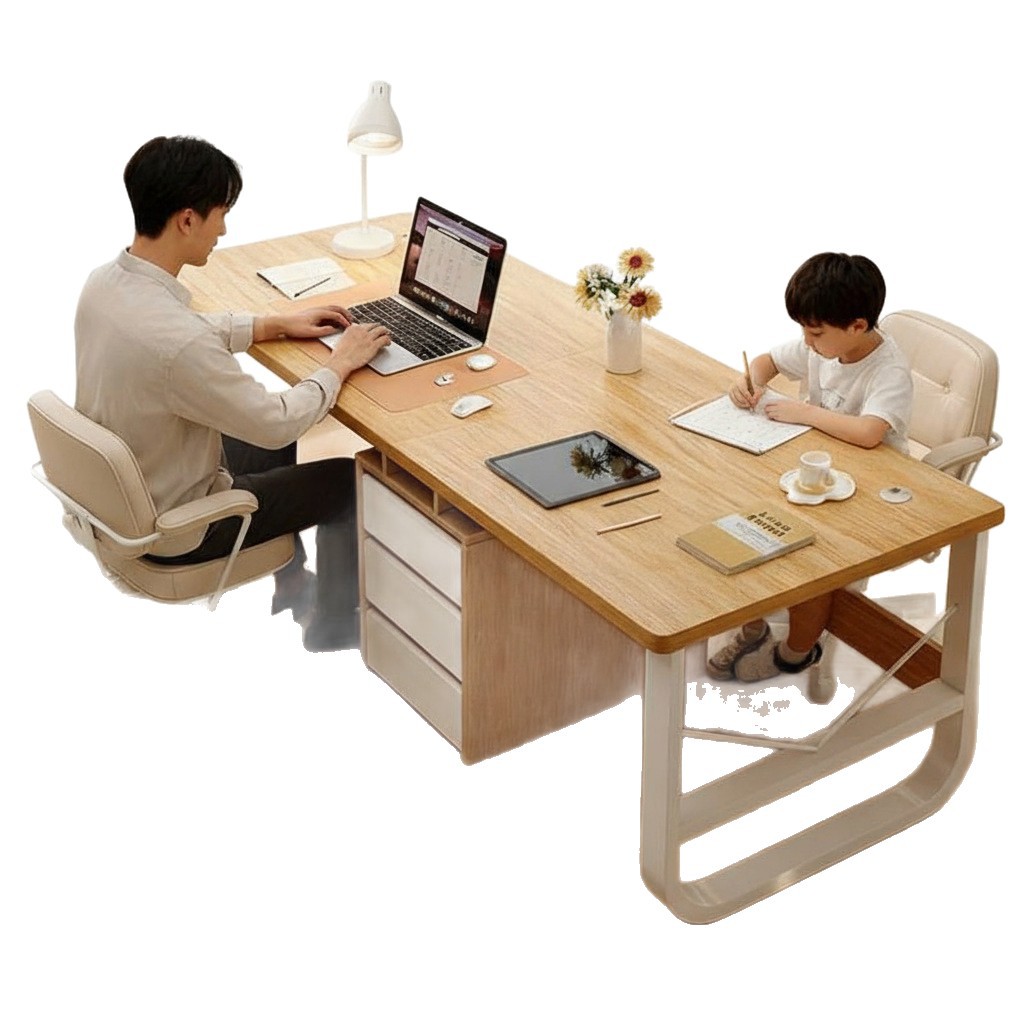 Escritorio de computadora escritorio de doble dormitorio escritorio de oficina simple con tabla de tiras larga escritorio de estudio de almacenamiento doméstico escritorio de trabajo